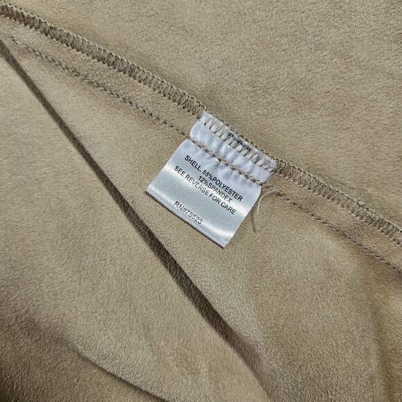 Luii Jacket Womens Small Tan Beige Draped Waterfall Faux Suede Cardigan Coat - Picture 7 of 14